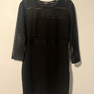Lulu's Black Sheer Striped Long Sleeve Dress